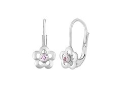 Silvego Dětské stříbrné náušnice květinky se Swarovski® Zirkony SILVEGOB70164LP
