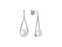 Silvego Luxusní stříbrné náušnice s pravou bílou perlou Jolie GRP20222EW