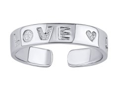 Silvego Otevřený stříbrný prsten na nohu Aisha s nápisem Love PRM11520R