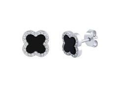 Silvego Stříbrné náušnice čtyřlístek Jonet s Brilliance Zirconia MW02866E