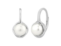 Silvego Stříbrné náušnice Marjory s&nbsp;bílou přírodní perlou LPS2896ESFWP