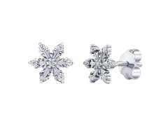 Silvego Stříbrné náušnice pecky sněhové vločky s čirými Brilliance Zirconia ZT1906100EW