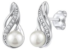 Silvego Stříbrné náušnice s bílou přírodní perlou JST16498