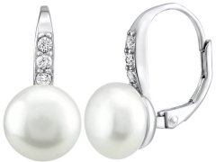 Silvego Stříbrné náušnice CASSIDY s bílou přírodní perlou LPSP0639