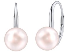 Silvego Stříbrné náušnice se světle růžovou perlou Swarovski® Crystals VSW015ELPS