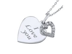 Silvego Stříbrný náhrdelník s přívěskem srdíčka "I love you" ZT131008NW