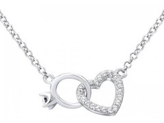 Silvego Stříbrný náhrdelník srdce propojené s prstýnkem MWN01149