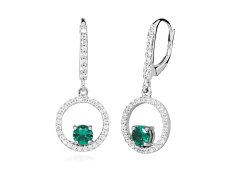 Silver Cat Stříbrné náušnice se zirkony a syntetickými smaragdy Colored Stones SC633