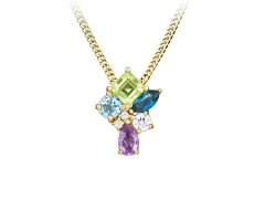Silver Cat Hravý pozlacený náhrdelník Colored stones SC626 (řetízek, přívěsek)