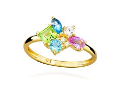 Silver Cat Hravý pozlacený prsten Colored stones SC625 54 mm