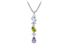 Silver Cat Krásný stříbrný náhrdelník Colored stones SC672 (řetízek, přívěsek)