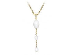 Silver Cat Něžný pozlacený náhrdelník s pravými perlami SC513 (řetízek, přívěsek)