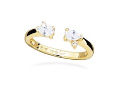 Silver Cat Otevřený pozlacený prsten s kubickými zirkony SC639 52 mm