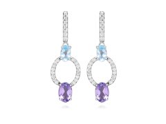Silver Cat Stříbrné visací náušnice s kubickými zirkony Colored Stones SC636