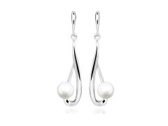 Silver Cat Stříbrné visací náušnice s pravou perlou Pearls SC612