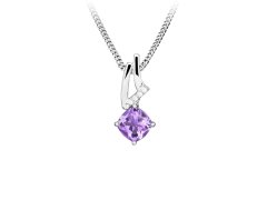 Silver Cat Stříbrný náhrdelník s&nbsp;ametystem Colored stones SC674 (řetízek, přívěsek)