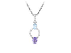 Silver Cat Stříbrný náhrdelník se zirkony Colored stones SC635 (řetízek, přívěsek)