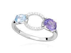 Silver Cat Hravý stříbrný prsten s kubickými zirkony Colored stones SC634 52 mm
