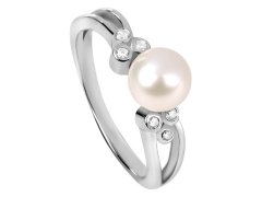 Silver Cat Stříbrný prsten se zirkony a perličkou SC312 52 mm
