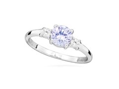 Silver Cat Stříbrný prsten se zirkony a&nbsp;syntetickým ametystem Colored stones SC655 54 mm