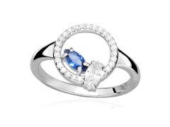Silver Cat Stříbrný prsten se zirkony a syntetickým safírem Colored stones SC628 54 mm