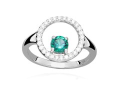 Silver Cat Stříbrný prsten se zirkony a syntetickým smaragdem Colored stones SC631 58 mm