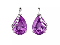 Silver Cat Úchvatné stříbrné náušnice s&nbsp;ametystem Colored Stones SC589