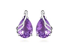 Silver Cat Úchvatné stříbrné náušnice s ametystem Colored Stones SC589