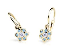 Cutie Jewellery Slušivé zlaté náušnice pro dívky C2149-10-X-1 světle modrá