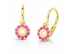 Soliter Dětské zlaté náušnice s&nbsp;fuchsiovými zirkony 239 001 00516