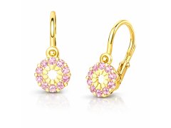 Soliter Dětské zlaté náušnice s&nbsp;růžovými zirkony 239 001 00516