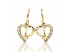 Soliter Dětské zlaté náušnice Srdíčko se zirkony 239 001 01340 00