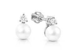 Soliter Náušnice z&nbsp;bílého zlata s&nbsp;krystalem a&nbsp;perlou 745 235 001 00101 0700000
