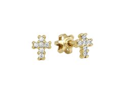 Soliter Náušnice ze žlutého zlata se zirkony Křížek 239 001 00783 00