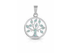 Soliter Přívěsek z&nbsp;bílého zlata Strom života se zelenými krystaly 249 001 00442 07