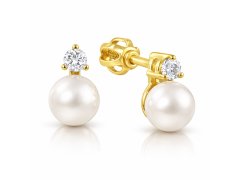 Soliter Romantické zlaté náušnice s&nbsp;pravou perlou 745 235 001 00101 0000000
