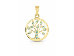 Soliter Zlatý přívěsek Strom života se zelenými krystaly 249 001 00442