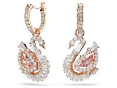 Swarovski Blyštivé náušnice Labuť 2v1 se zirkony Swan 5732415