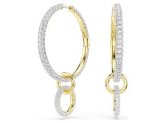 Swarovski Blyštivé pozlacené náušnice 2v1 Dextera 5738201