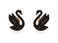 Swarovski Ikonické náušnice s černými krystaly Swan 5684608