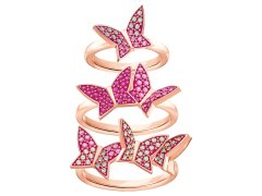 Swarovski Módní bronzová sada prstenů s motýlky 5409020 60 mm
