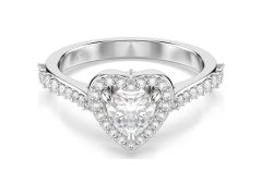 Swarovski Něžný prsten Srdce se zirkony a&nbsp;krystaly Una Angelic 5744048 58 mm