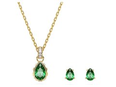 Swarovski Pozlacený set šperku se zelenými křišťály Chroma 5684507 (náhrdelník, náušnice)