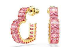 Swarovski Pozlacené srdíčkové náušnice s růžovými Swarovski zirkony Matrix 5706340
