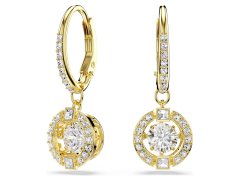 Swarovski Výrazné pozlacené visací náušnice Una Angelic 5758095
