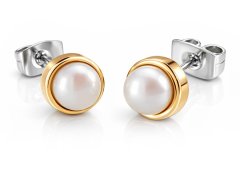 Boccia Titanium Pozlacené titanové náušnice s perlou 0594-02