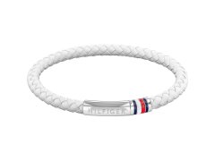 Tommy Hilfiger Bílý kožený náramek s ocelovým zapínáním 2790405