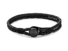 Tommy Hilfiger Černý kožený náramek Nautical 2790693 17,5 cm