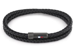 Tommy Hilfiger Elegantní náramek z černé kůže 2790262S