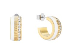 Tommy Hilfiger Luxusní bicolor náušnice kruhy s krystaly 2780624